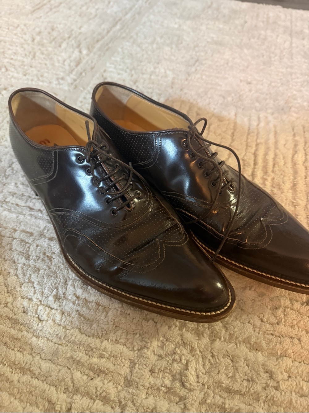 Miu Miu Dark Brown Leather Wingtip Derby Shoes